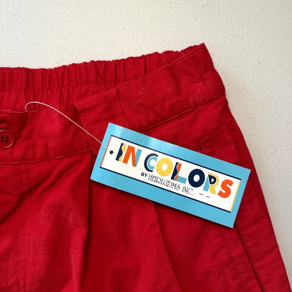 VTG Deadstock In Colors Red Corduroy Pleated Bermuda Shorts Women's Size 12 - Picture 4 of 5